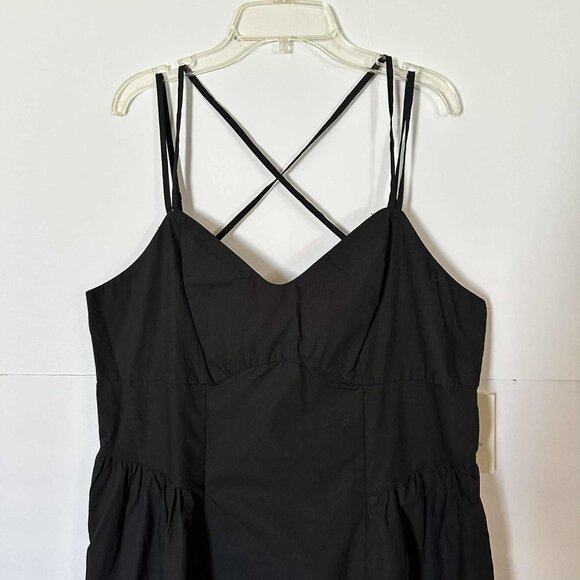 a new day WOMENS 100% COTTON STRAPPY BLACK DRESS SIZE LARGE WITH POCKETS NWT! - Picture 4 of 8